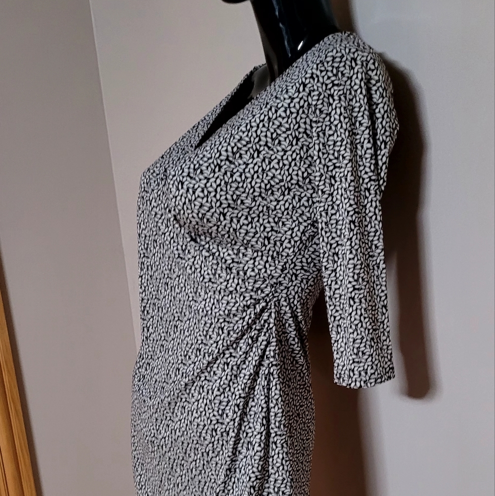 Elegant Brown and Cream Patterned Dress